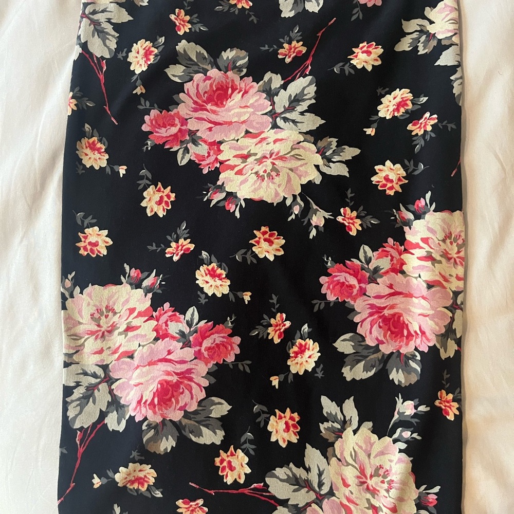Express Casual black floral Midi Pencil Skirt